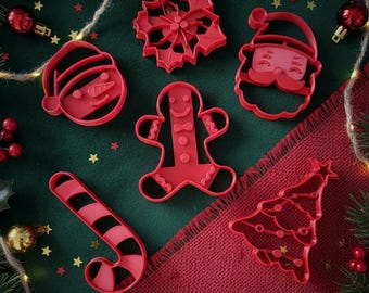 Cookie Cutters (x6) - Christmas Theme for Cookies or Modeling - Shape Embosser - Cookie Cutter for Christmas Season or Winter