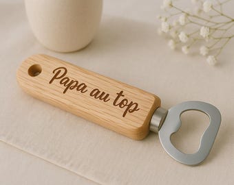 Personalized wooden bottle opener with engraving of your choice, ideal gift for Father's Day, birthday, gift for events