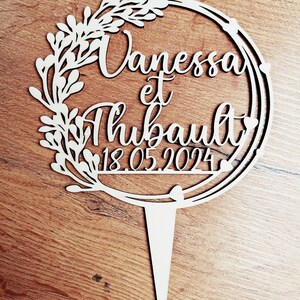 Cake topper en bois mariage 156 modèles dispo gâteau personnalisé image 7