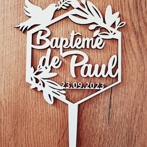 Cake Topper en Bois Couronne Florale Décoration Élégante pour Baptême, Mariage et Anniversaire 156 modèles dispo image 6