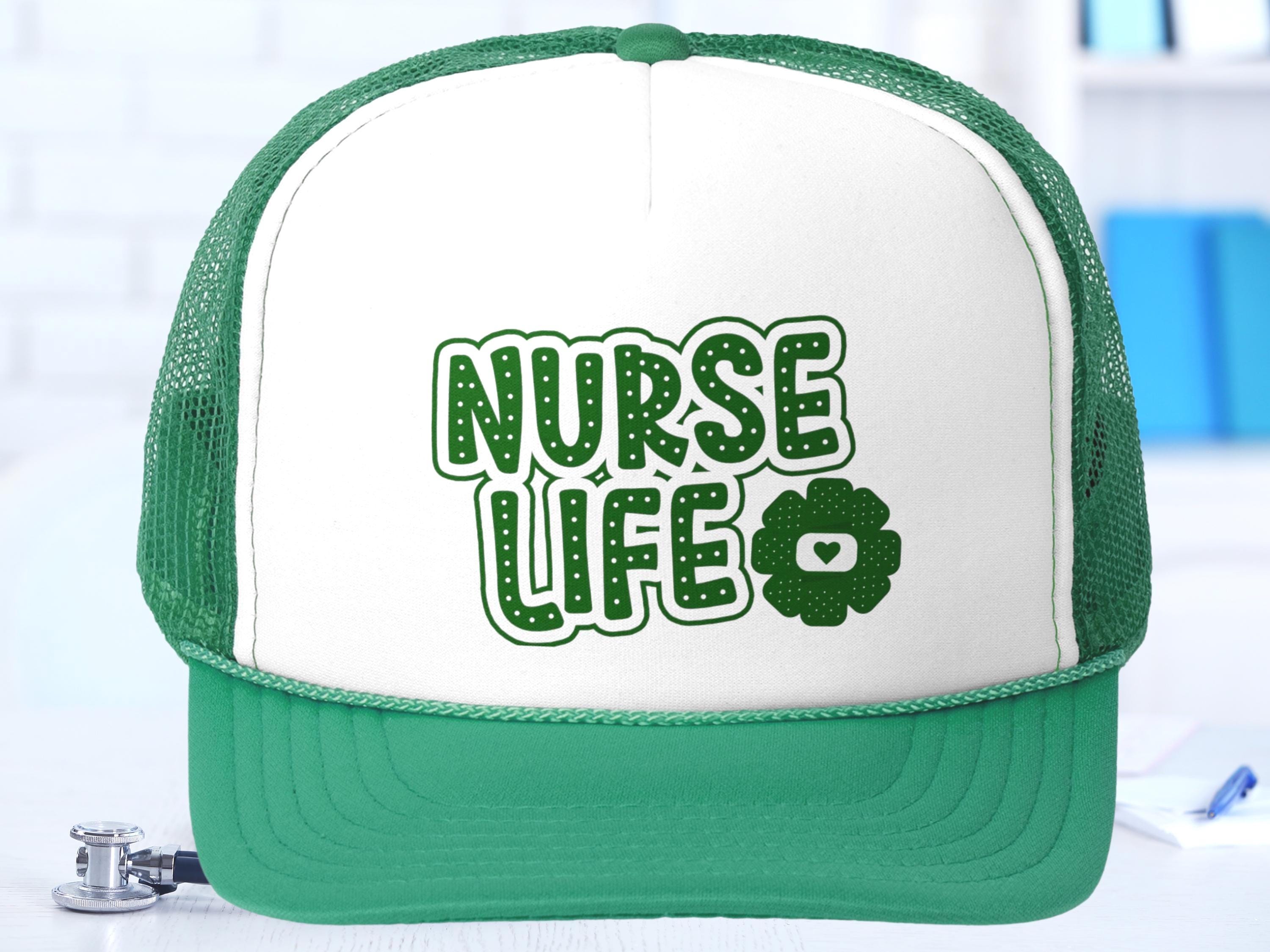 Nurse Beanie White design with Heart, Band-aid‎ and red, clear, black rhinestone ER Nurse Beanie Blue design with Logo, Blue, Pink, Black and  main image 2
