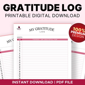 Gratitude Planner Printable, Gratitude Journal, Self-Care Planner, Digital Gratitude, Simple Planner, Gratitude Log, Grateful Planner, PDF