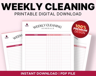 Weekly Cleaning Planner, Cleaning Schedule, Cleaning Checklist, Weekly to do List, House Chores, Daily Cleaning, Clean Home Routines, PDF