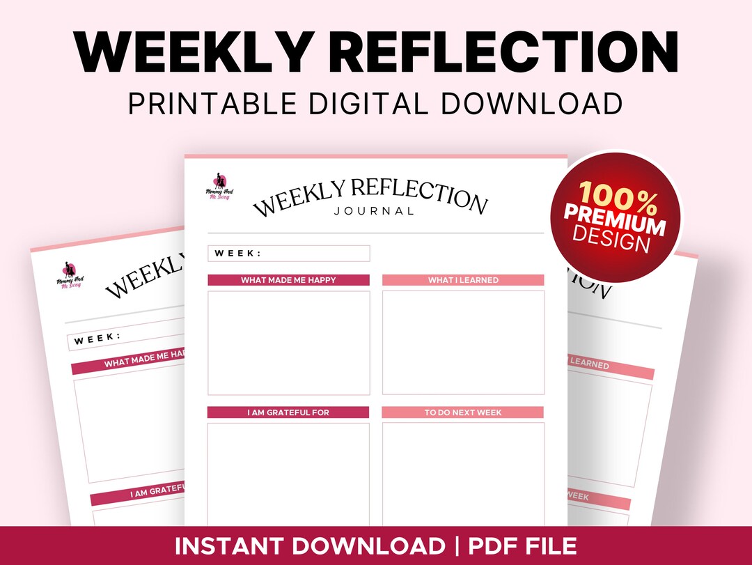 Weekly Reflection Self Journal.pdf Weekly Reflection Planner, Reflection Journal, Weekly Review Worksheet ...