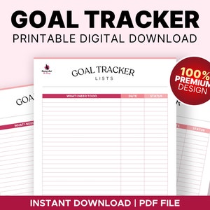Doelplanner afdrukbaar, doeltracker, doelen stellen, doelwerkblad, slimme doelen, voortgangsdoeltracker, doelplanning, minimale planner, PDF