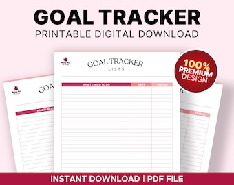 Goal Planner Printable, Goal Tracker, Goal Setting, Goal Worksheet, Smart Goals, Progress Goal Tracker, Goal Planning, Minimal Planner, PDF