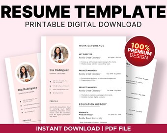 Resume Template Canva, Pink Minimalist Resume, CV Template, Modern Professional Resume, Fresh Graduate Resume, Creative Resume, Digital