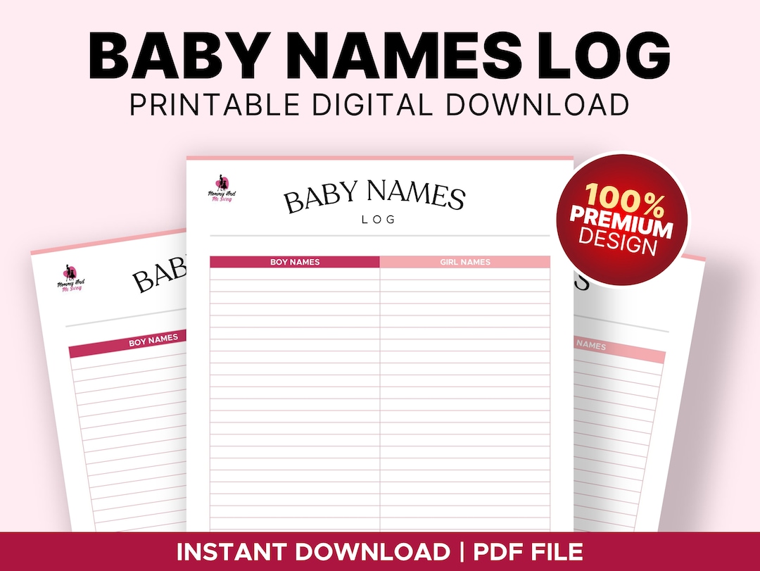 Baby Names Planner, Baby Names Log, Baby Names Tracker, Baby Name Ideas ...