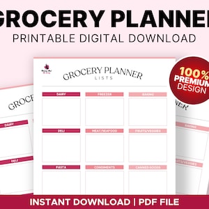 Grocery Planner Printable, Grocery List, Grocery Checklist, Grocery ...