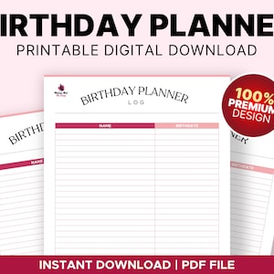 Birthday Planner Printable, Birthday Log, Birthday Tracker, Birthday ...