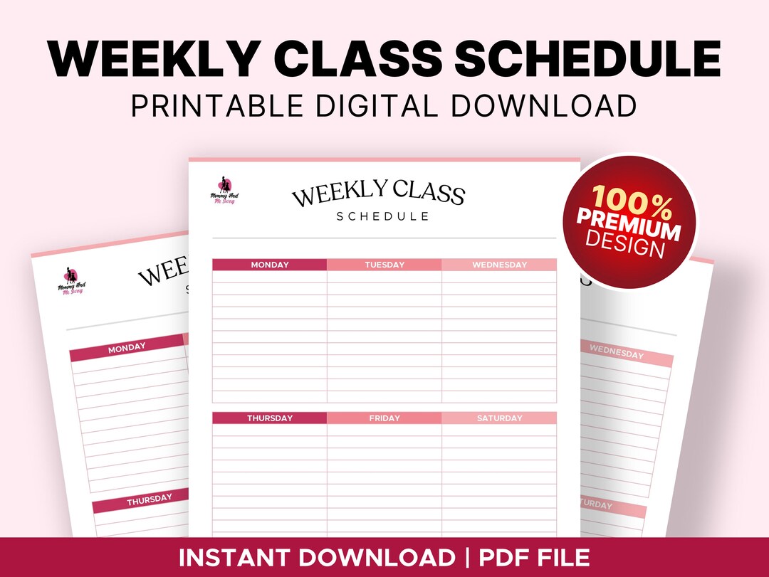 Weekly Class Schedule, Weekly Class Planner, Weekly Organizer, Weekly ...