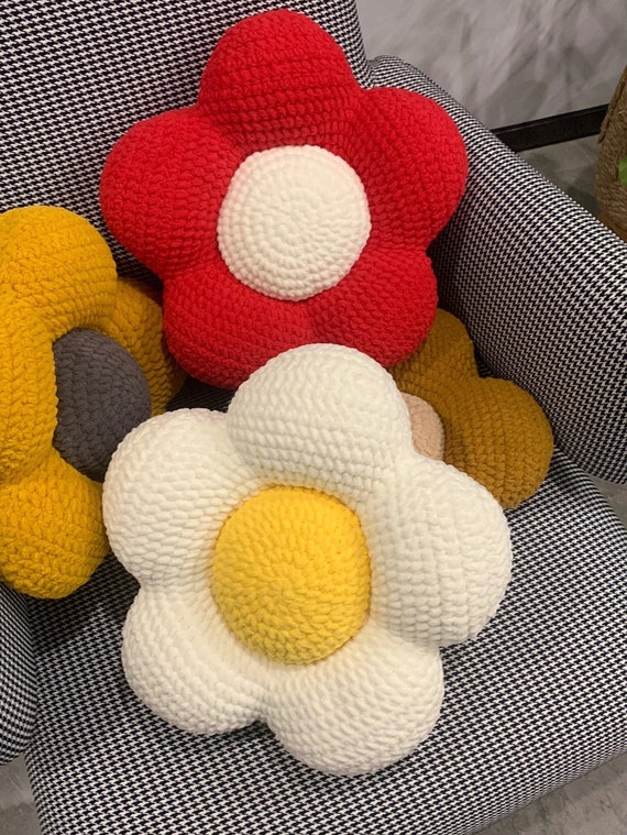 Crochet Pattern Cute Flower Pillow Crochet Plush Toy Amigurumi Etsy