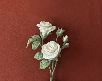 Crochet pattern White Rose Crochet flower Amigurumi stuff home decor tutorial realistic flower