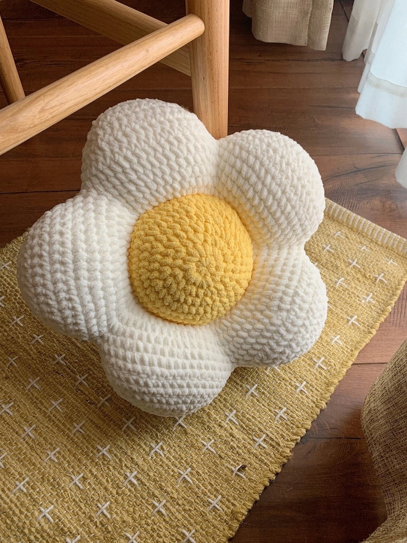 Crochet Pattern Cute Flower Pillow Crochet Plush Toy Amigurumi Etsy