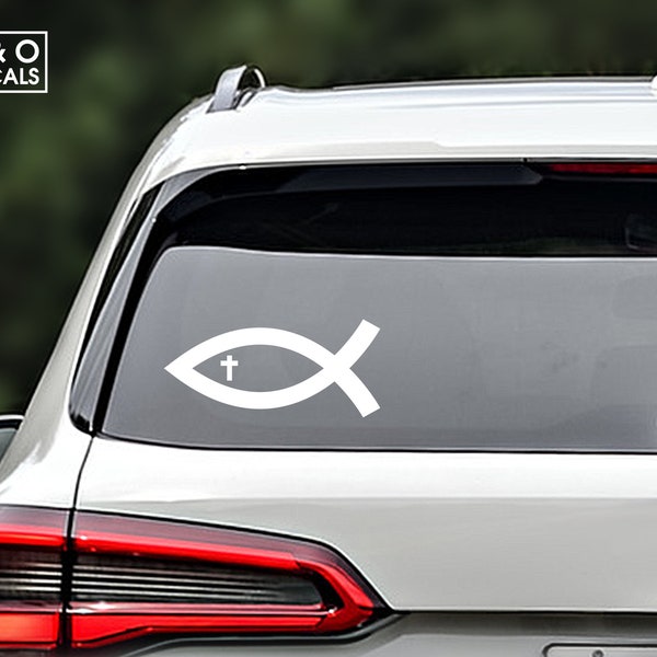 Ichthys Jesus Fish Decal, Ichthys Jesus Fish Sticker, Christian Car Decal, Christian Laptop Sticker