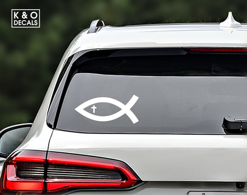 Ichthys Jesus Fish Decal, Ichthys Jesus Fish Sticker, Christian Car Decal, Christian Laptop Sticker image 1