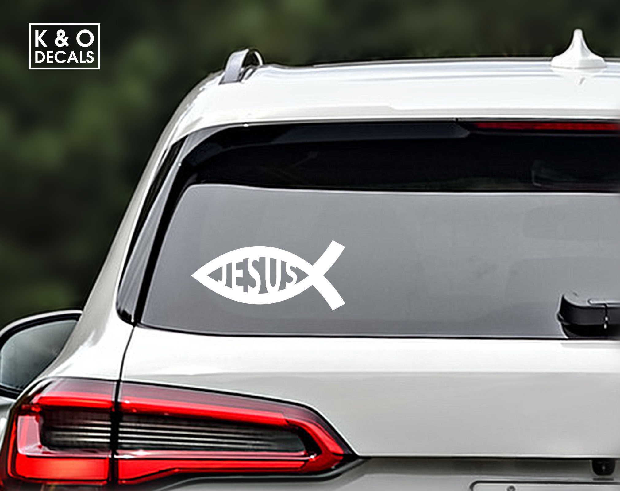 Ichthys Jesus Fish Decal Ichthys Jesus Fish Sticker Christian Car Decal Christian Laptop Sticker