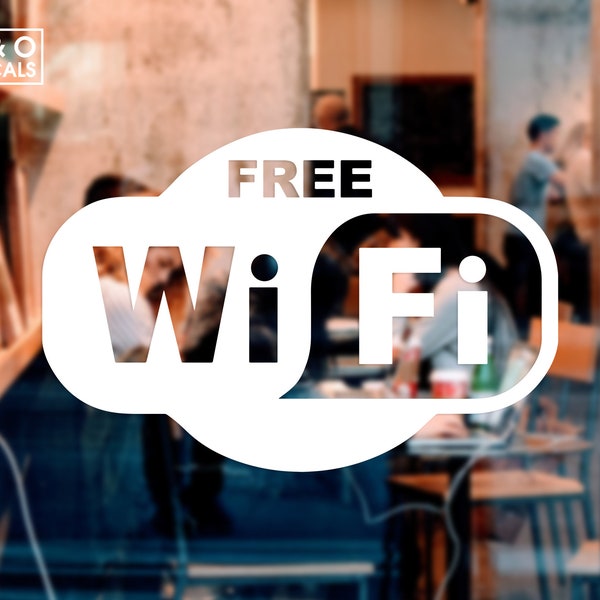 Free WiFi Decal, Free WiFi Sticker, Wi Fi Window Decal