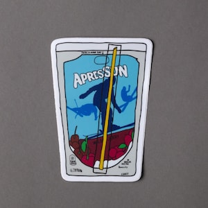 Adesivo de esqui Apres Sun (paródia Capri-Sun) Snowboard inverno Apres Ski bobo laptop garrafa de água carro à prova d'água resistente