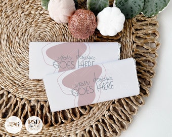 Fall Candy Wrapper Mockup, chocolate wrap photo mock template | Modern boho pumpkin mock up | Halloween, Thanksgiving, Birthdays JPG PSD F01