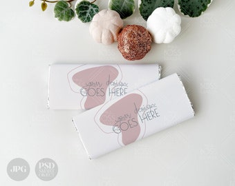 Fall Candy Wrapper Mockup, chocolate wrap photo mock template | Modern minimal pumpkin mock up | Halloween Thanksgiving Birthday JPG PSD F01