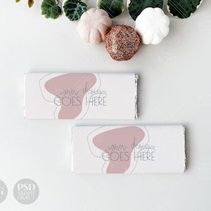 Fall Candy Bar Wrapper Mockup, 2 flat chocolate wraps photo mock template | Halloween Thanksgiving modern minimal pumpkin mock JPG PSD F01