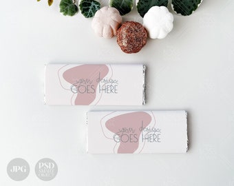 Fall Candy Bar Wrapper Mockup, 2 flat chocolate wraps photo mock template | Halloween Thanksgiving modern minimal pumpkin mock JPG PSD F01