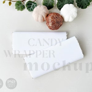 Fall Candy Wrapper Mockup, chocolate wrap photo mock template Modern minimal pumpkin mock up Halloween Thanksgiving Birthday JPG PSD F01 image 2