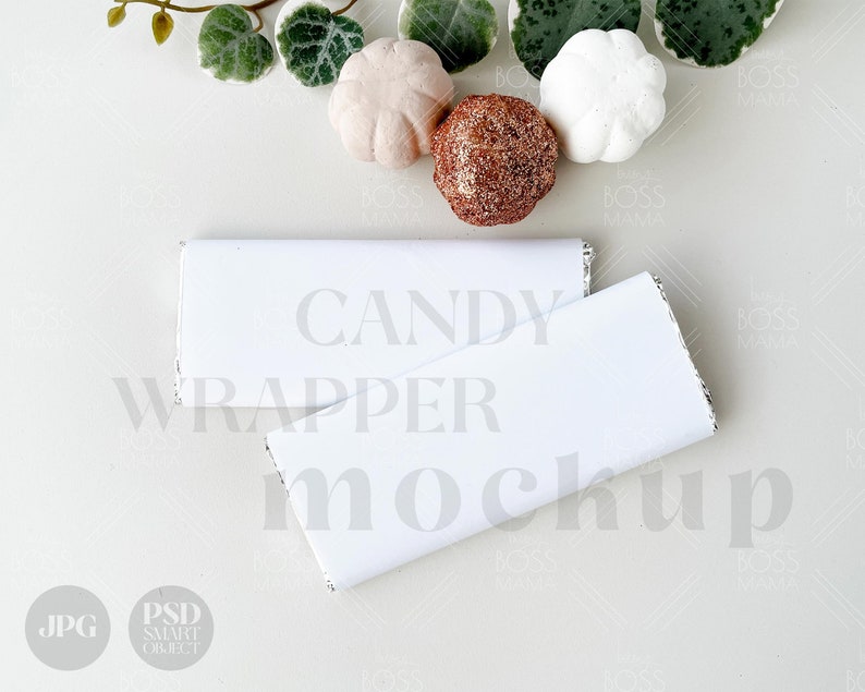 Fall Candy Wrapper Mockup, chocolate wrap photo mock template Modern minimal pumpkin mock up Halloween Thanksgiving Birthday JPG PSD F01 image 2