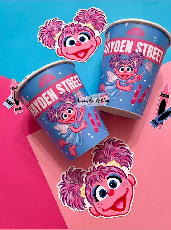 Abby Party Cups, Sesame Street Cups, Abbey Birthday Party, Abbey