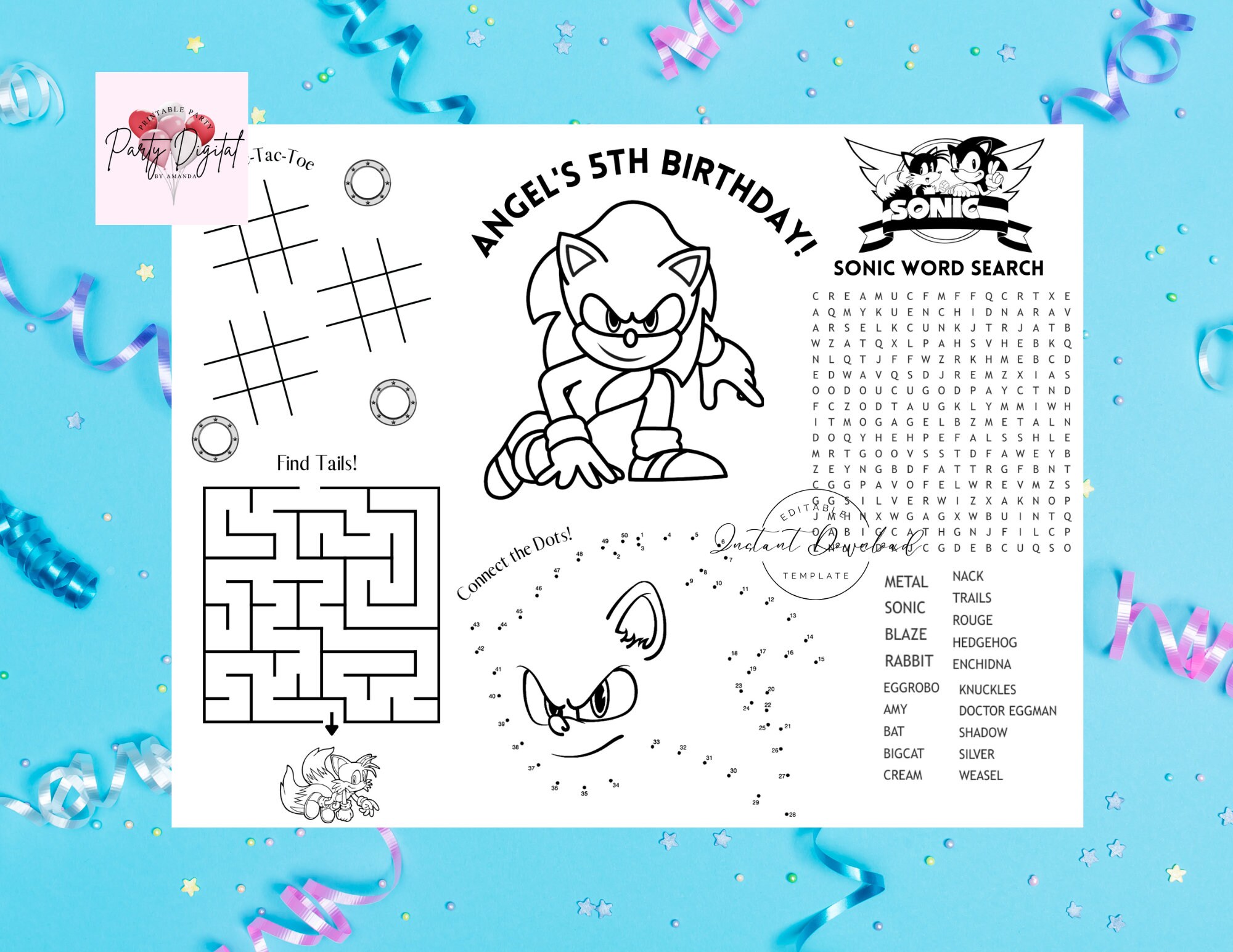 Innovative Designs Sonic The Hedgehog Deluxe Activity Set for Kids with Carrying Tin, Coloring Sheets, Stickers, & Art Supplies, 200+ Pieces