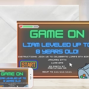 Video Game Invitation, Editable Gamer Birthday Invite, Video Gaming Birthday Party, Game On Invitation, Gamer Truck Invite, Digital Download