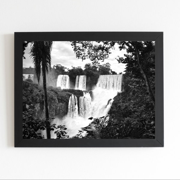 Iguazu Falls Print, BIack and White, Argentina Travel, Brazil Travel, Wall Art, Landscape, South America, National Park, Digitial Download