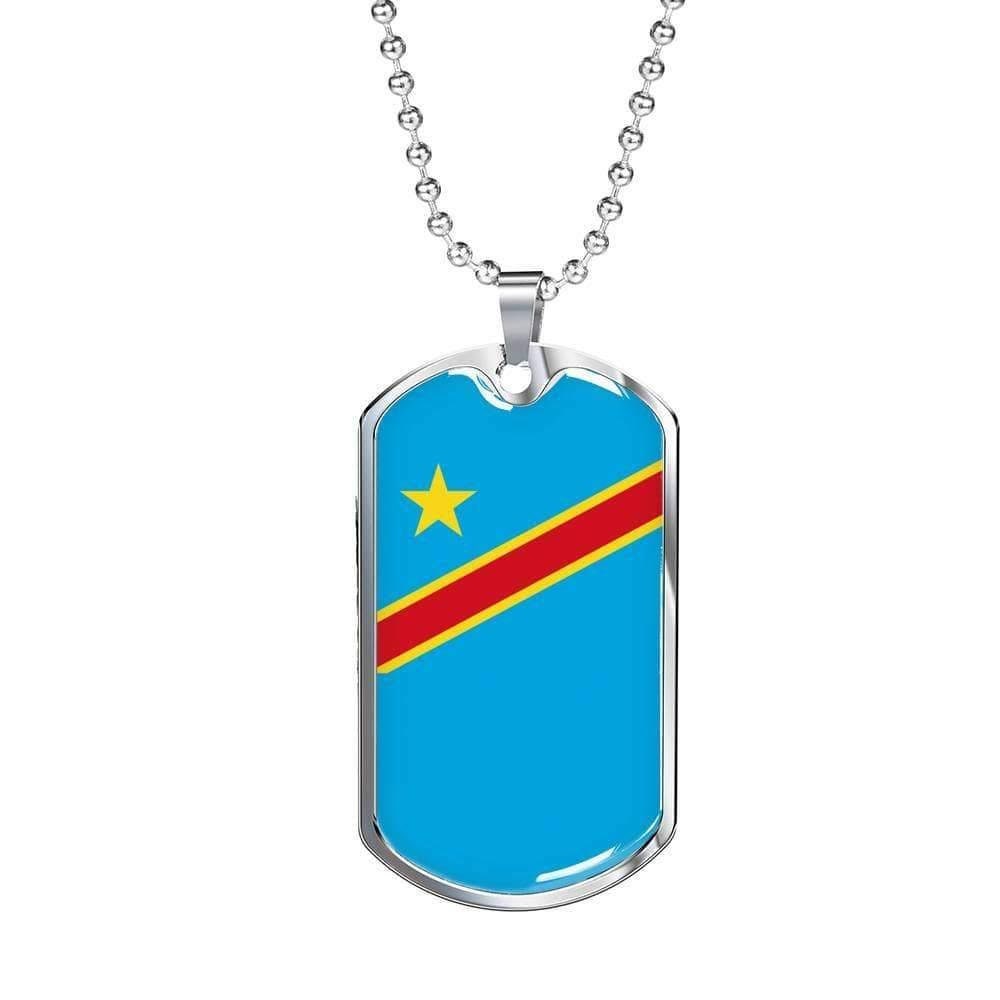 JEWELRY, Collar with Medallion Rectangle: CONGO KINSHASA  FLAG, v1 by
