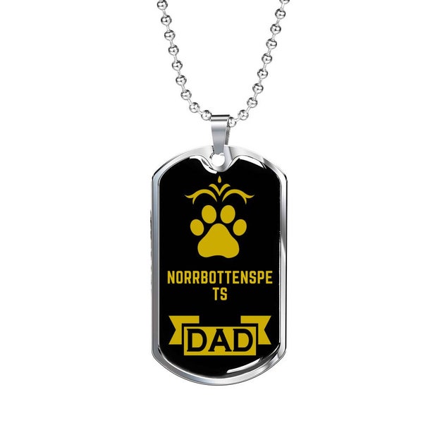 Norrbottenspets Dad Hundehalskette Edelstahl oder 18k Gold Hundemarke W 60cm Hundebesitzer Liebhaber