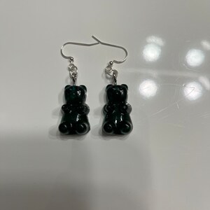 Dark Green Gummy Bear Earrings