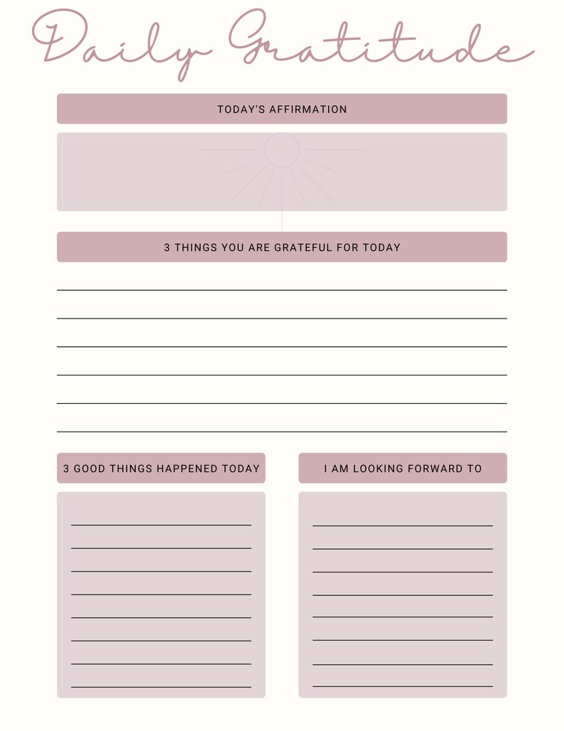 Daily Gratitude and Weekly Planner, Printable, Instant Download ...