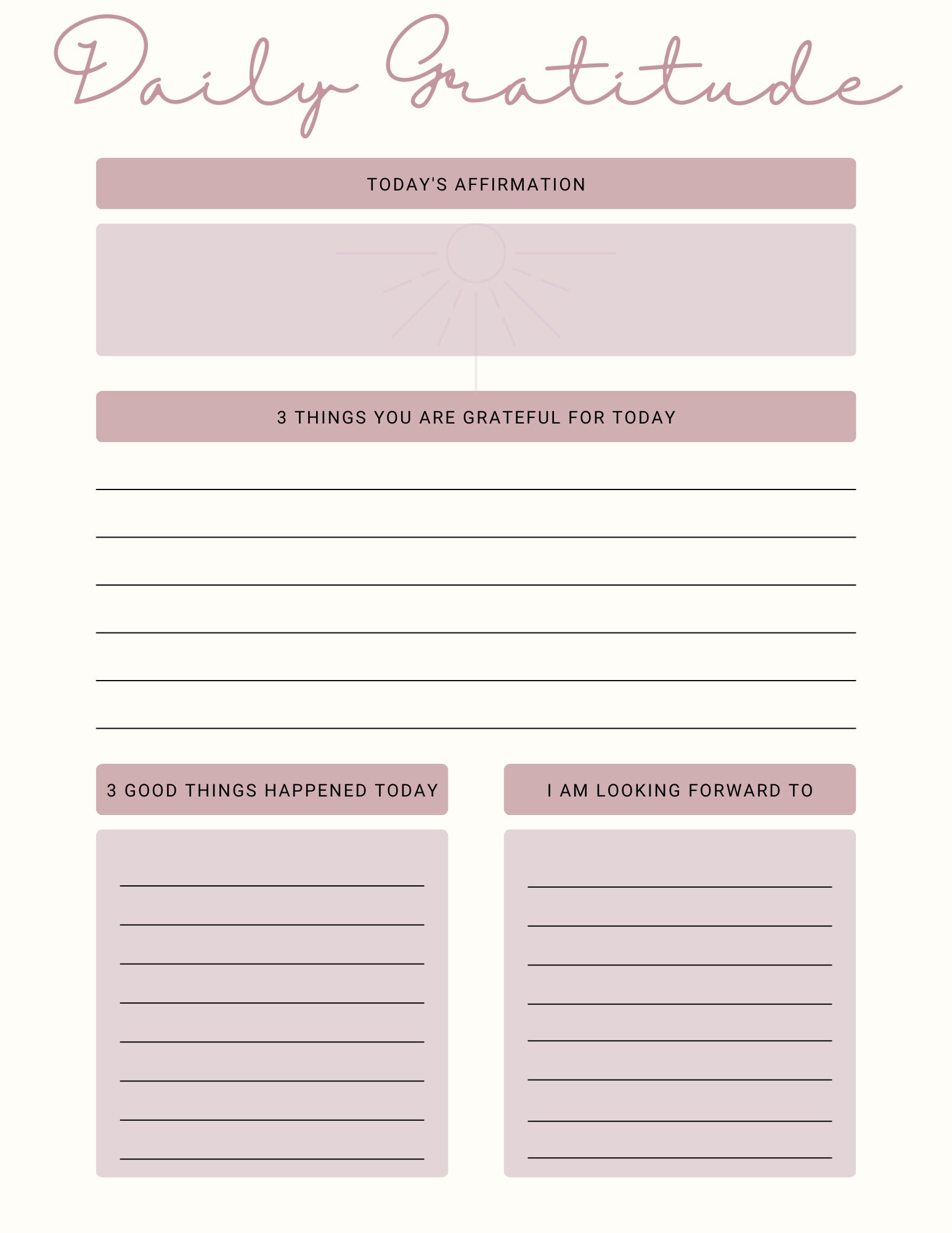 Daily Gratitude and Weekly Planner, Printable, Instant Download ...