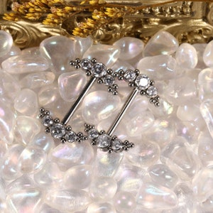 G23 Titanium Nipple-Jewelry 14G Nipple Rings Straight Clear CZ Nipple Piercings