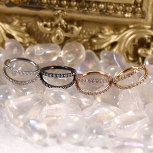 Hinged Segment Hoop Ring Double Open Stack CZ Nase Ohrring Hoop 316L Chirurgenstahl