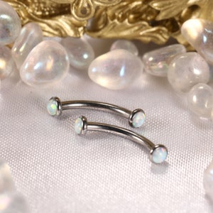 Eyebrow Rings G23 Titanium Eyebrow Piercing Jewelry Curved Barbell 16g 18g 6mm-12mm Rook Daith Earrings Lip Ring Eyebrow Piercings Opal Ball