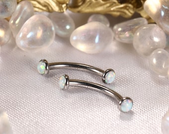 Eyebrow Rings G23 Titanium Eyebrow Piercing Jewelry Curved Barbell 16g 18g 6mm-12mm Rook Daith Earrings Lip Ring Eyebrow Piercings Opal Ball