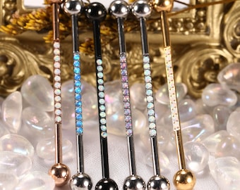 316L kirurgiskt stål opal industristång industriella piercingsmycken 14G-38 mm industriella skivstångsörhängen brosk piercingsmycken