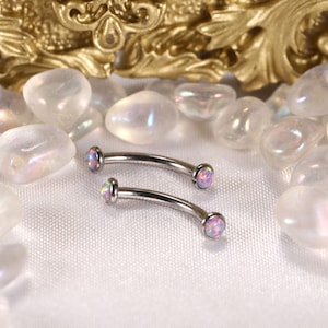 G23 Titanium Purple Opal Flat Eyebrow Piercing Jewelry Curved Barbell