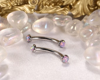 G23 Titanium Purple Opal Flat Eyebrow Piercing Jewelry Curved Barbell