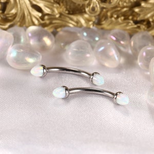 G23 Titanium White Tapered Opal Eyebrow Piercing Jewelry Curved Barbell