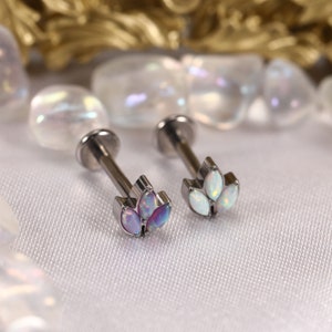 G23 titanium opal trefoil abret stud earrings 16G lip piercing piercing jewelry ear piercing