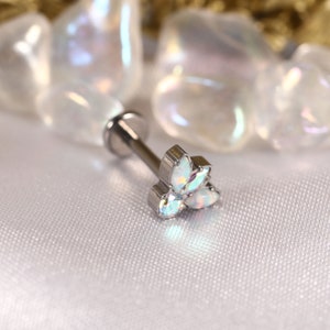 G23 Titanium Opal CZ Labret Stud Earrings 16G Lip Piercing Piercing Jewelry