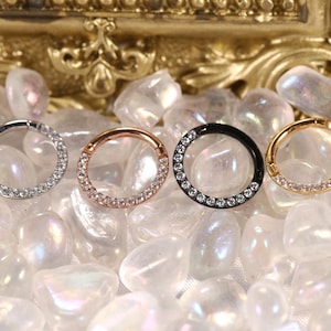 Hinged Segment Hoop Ring CZ 316L Surgical Steel Nose Earring Hoop