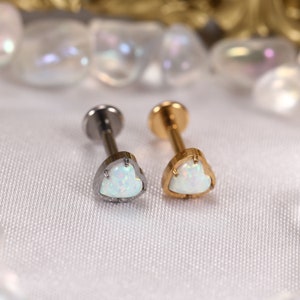 G23 titanium opal small heart abret stud earrings 16G lip piercing piercing jewelry ear piercing